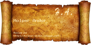 Holper Andor névjegykártya